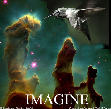 Hubble Telescope image with a  Ruby-throated hummingbird.

Also on www.i-imagine.net
